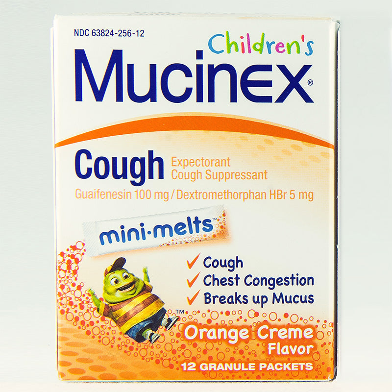 Mucinex Mini-Melts Expectorant Granules, Multi-Symptom Cold/Chest Congestion Relief, Orange or Cherry Flavor (2-Count or 4-Count Packets)