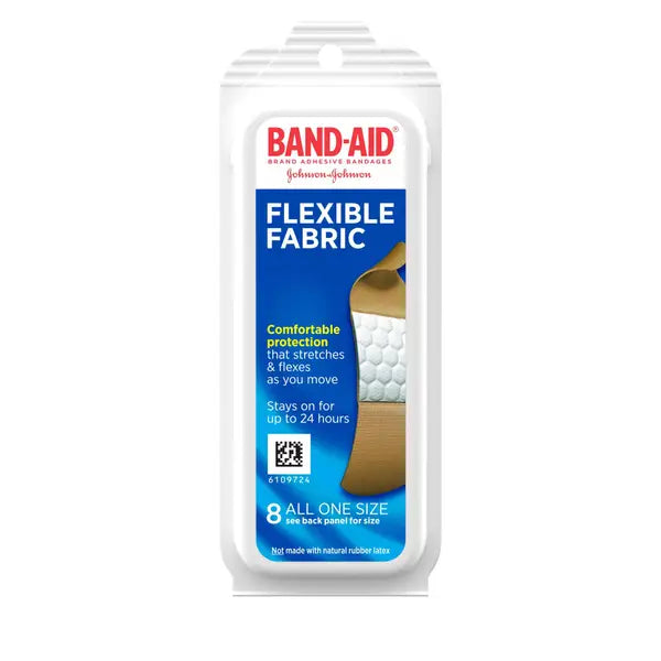 Band-Aid Brand Flexible Fabric Adhesive Bandages, All One Size, 8 Count Pack - Durable & Moves With You