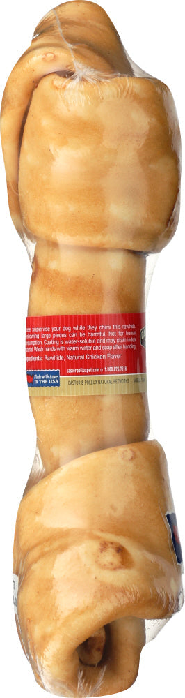 Castor & Pollux Rawhide Bone Dog Chew Chicken Flavor 8-9 Inches, 1 ea