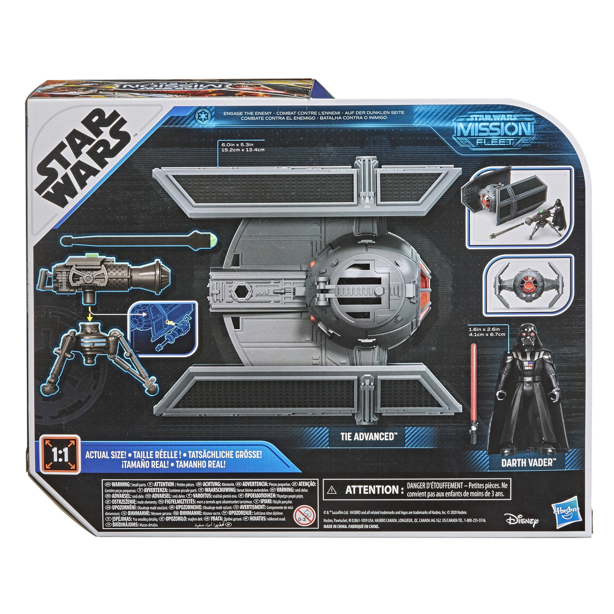 Star Wars Mission Fleet Stellar Class Darth Vader TIE Advanced 2.5-Inch-Scale Figure and Vehicle, Toys for Kids Ages 4 and Up