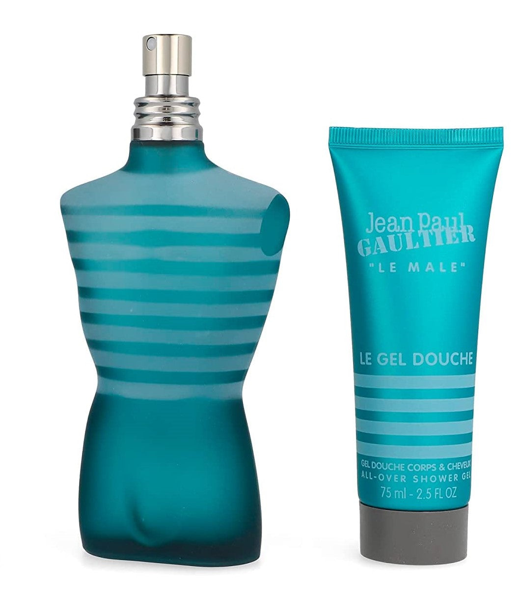 JEAN PAUL GAULTIER LE MALE 2 PCS SET FOR MEN: 4.2 EAU DE TOILETTE + 2.5 SHOWER GEL.