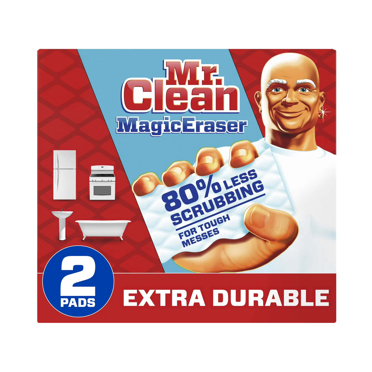 Mr. Clean Magic Eraser Original Multi-Surface Cleaning Pads, 2-Count Box - Scuff & Grime Remover