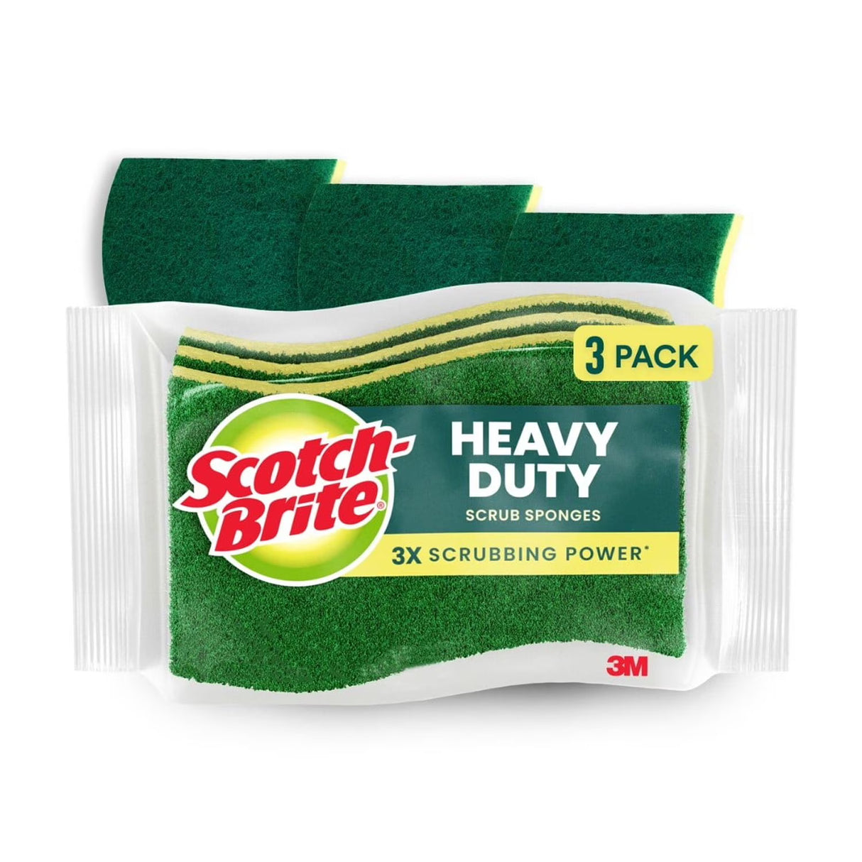 Scotch-Brite Heavy Duty Scour Pads, 3-Count Pack - Tough Kitchen Scrubbers for Pots & Pans