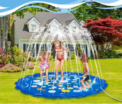 68" Sprinkler Pad Splash Play Mat for Kids | Wading Pool | Inflatable Water Toys | Kid's Pool