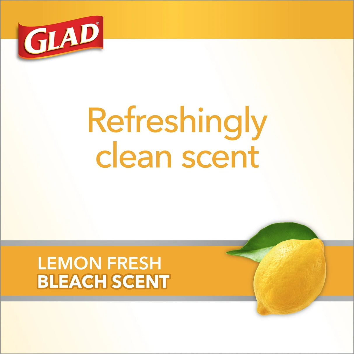Glad ForceFlex Plus with Clorox Tall Kitchen Drawstring Trash Bags, 13 Gallon, Lemon Fresh Bleach Scent, 20 Count