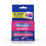 Benadryl Allergy Ultratabs Go-Packs, Diphenhydramine HCl 25mg, 4 Count Travel Size - Fast Relief from Allergies & Cold
