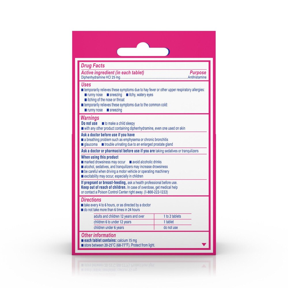 Benadryl Allergy Ultratabs Go-Packs, Diphenhydramine HCl 25mg, 4 Count Travel Size - Fast Relief from Allergies & Cold