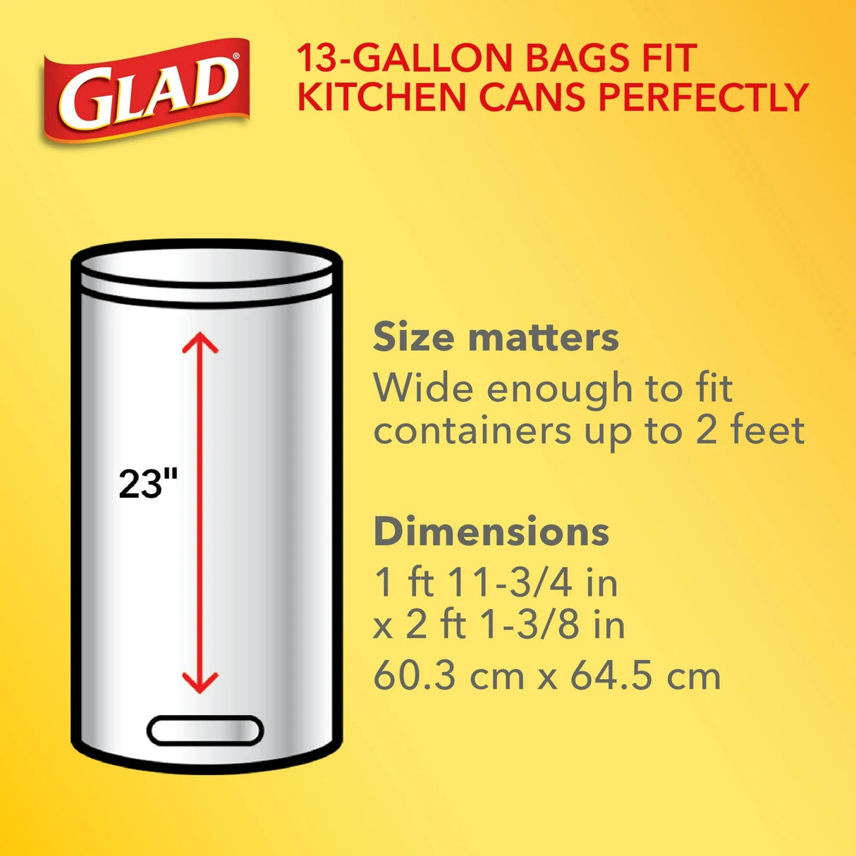 Glad ForceFlex Plus with Clorox Tall Kitchen Drawstring Trash Bags, 13 Gallon, Lemon Fresh Bleach Scent, 20 Count