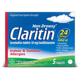 Claritin 24HR Non-Drowsy Allergy Relief Tablets, Loratadine 10mg, 5 Count Pack - Multi-Symptom Rel