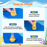 68" Sprinkler Pad Splash Play Mat for Kids | Wading Pool | Inflatable Water Toys | Kid's Pool