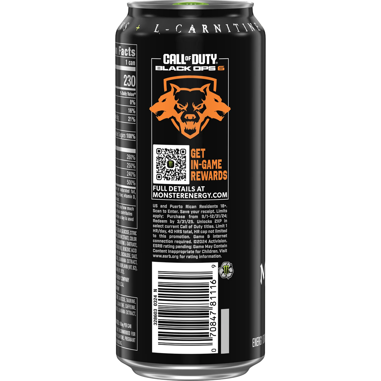 Monster Energy Original Green, Energy Drink with Caffeine, Taurine, & B Vitamins, 16 Fl Oz Can