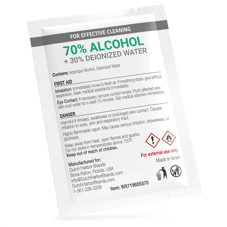 Wipex 70% Isopropyl Alcohol (IPA) All-Purpose Cleaner Wipes, Individually Wrapped Single Sachets - Travel/On-the-Go Use