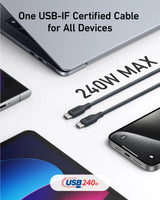 Anker USB-C Fast Charging Cable, 6ft Reinforced Braided Nylon (Supports up to 240W Power Delivery)
