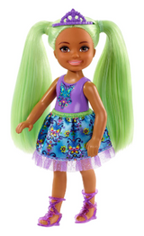 Barbie Dreamtopia Chelsea Sprite Doll, 7-inch, with Green Hair Wearing Fashion and Accessories, Multi (GJJ95)