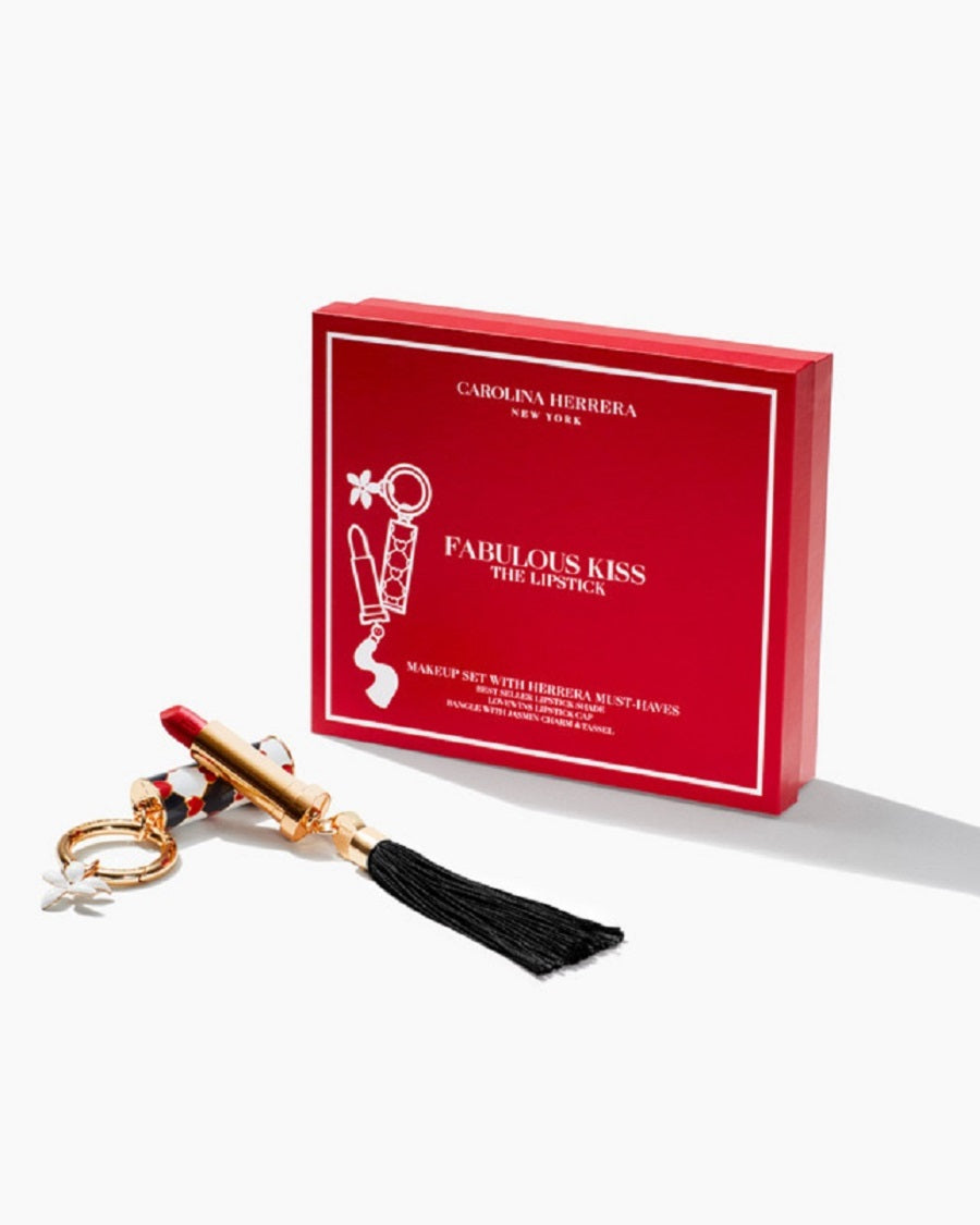 CAROLINA HERRERA 2 PC MAKEUP SET FOR WOMEN: FABULOUS KISS LIPSTICK + JASMIN CHARM.