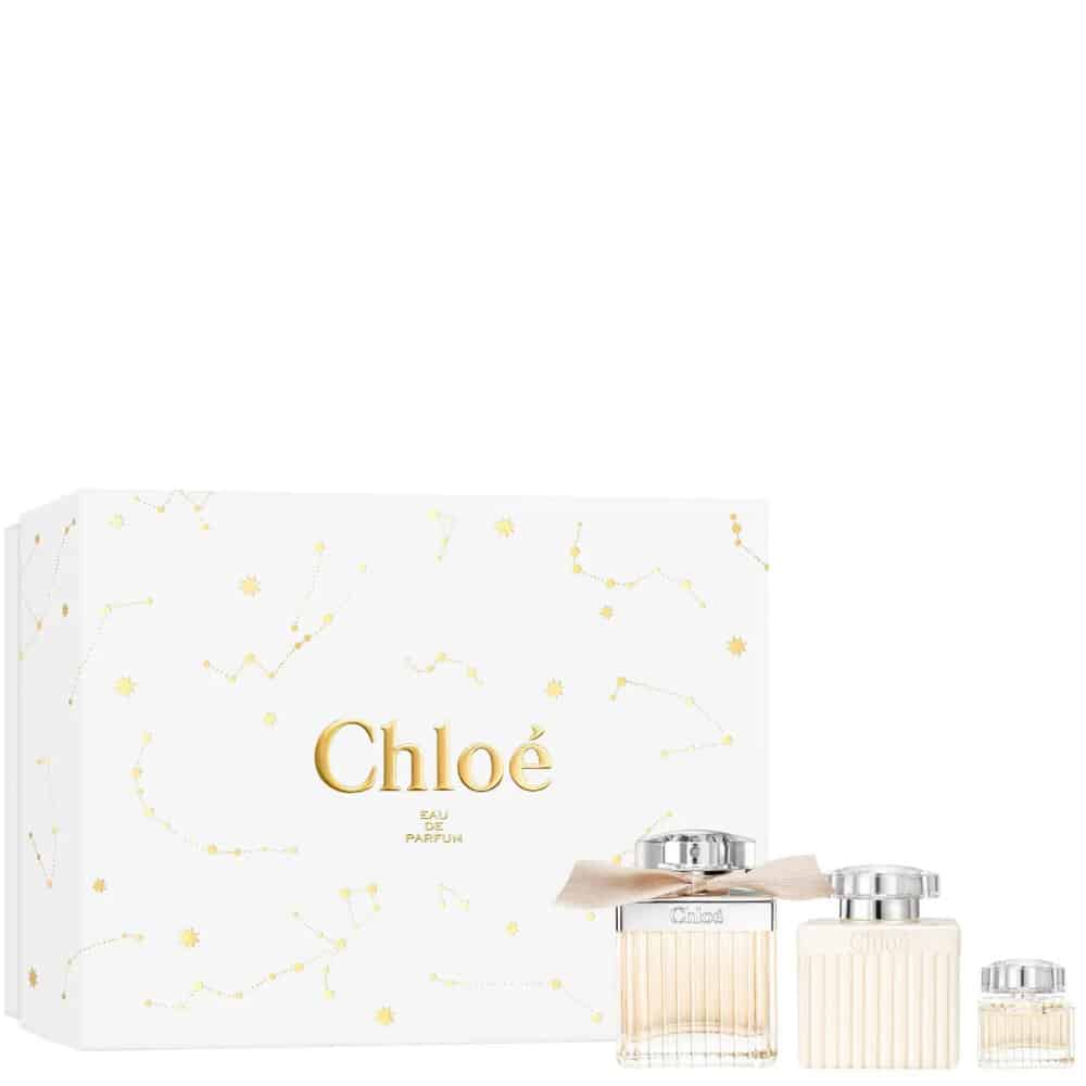 CHLOE 3 PCS SET FOR WOMEN: 2.5 EAU DE PARFUM SPRAY + 3.4 BODY LOTION + 0.17 EAU DE PARFUM