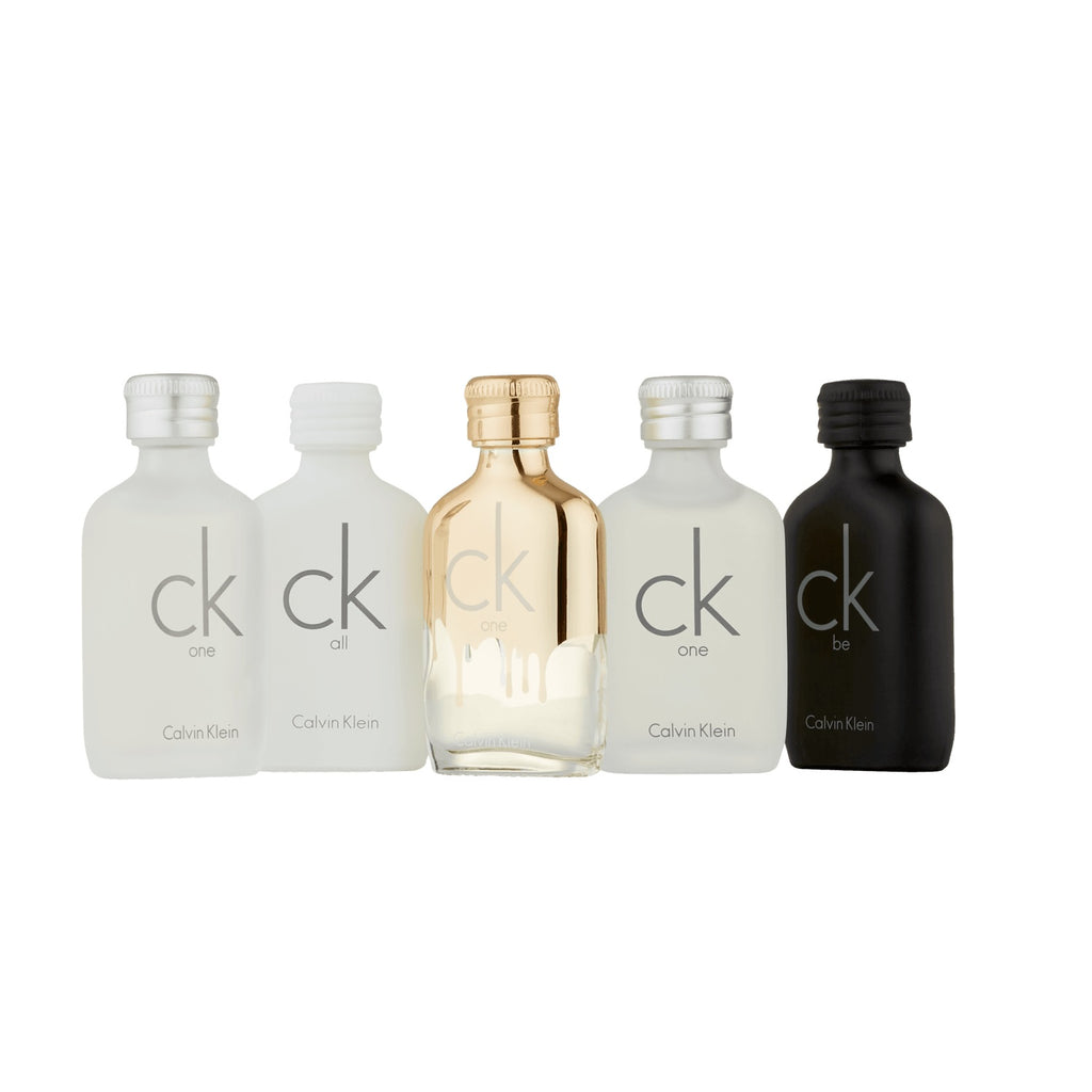 CALVIN KLEIN 5 PCS UNISEX MINI SET: 2 X CK ONE 10 ML EAU DE TOILETTE + CK ALL 10 ML EAU DE TOILETTE + CK ONE GOLD 10 ML EAU DE TOILETTE + CK BE 10 ML EAU DE TOILETTE