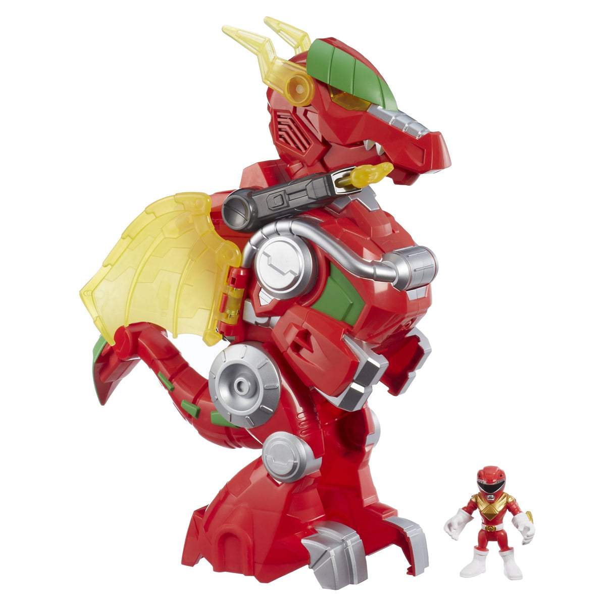 Playskool Heroes Power Rangers Red Ranger and Dragon Thunderzord, 3-inch action figure, 14-inch Zord, Lights and Sounds, Collectible Toys for Kids Ages 3 and Up
