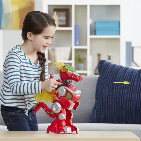 Playskool Heroes Power Rangers Red Ranger and Dragon Thunderzord, 3-inch action figure, 14-inch Zord, Lights and Sounds, Collectible Toys for Kids Ages 3 and Up