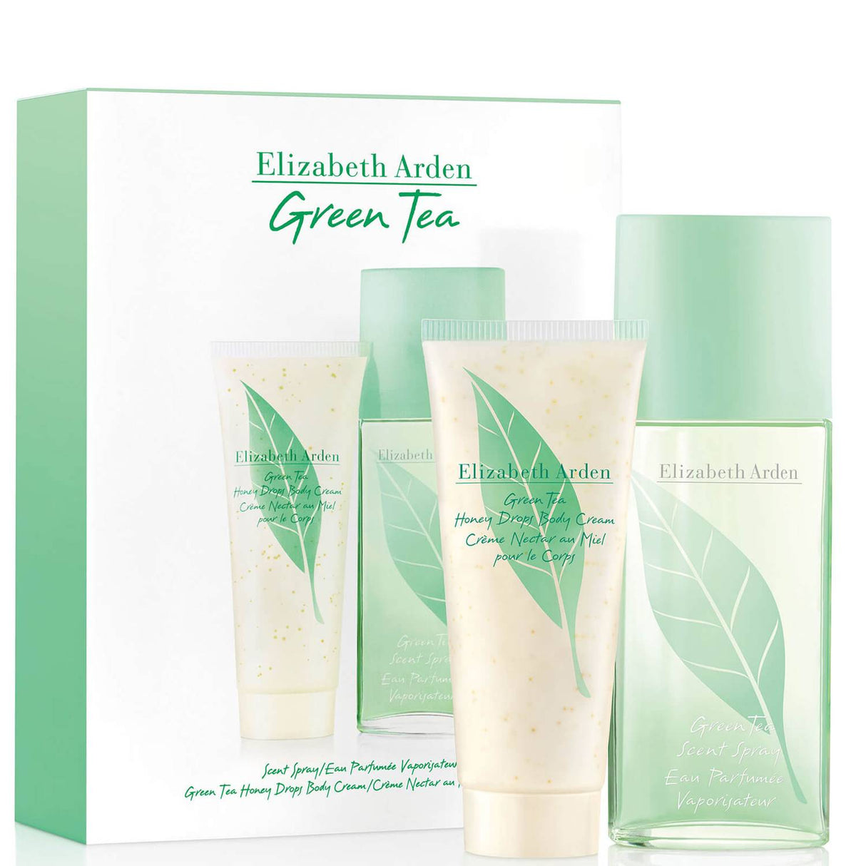 GREEN TEA 2 PCS SET FOR WOMEN: 3.3 EAU DE PARFUM SPRAY + 3.3 HONEY DROPS BODY CREAM