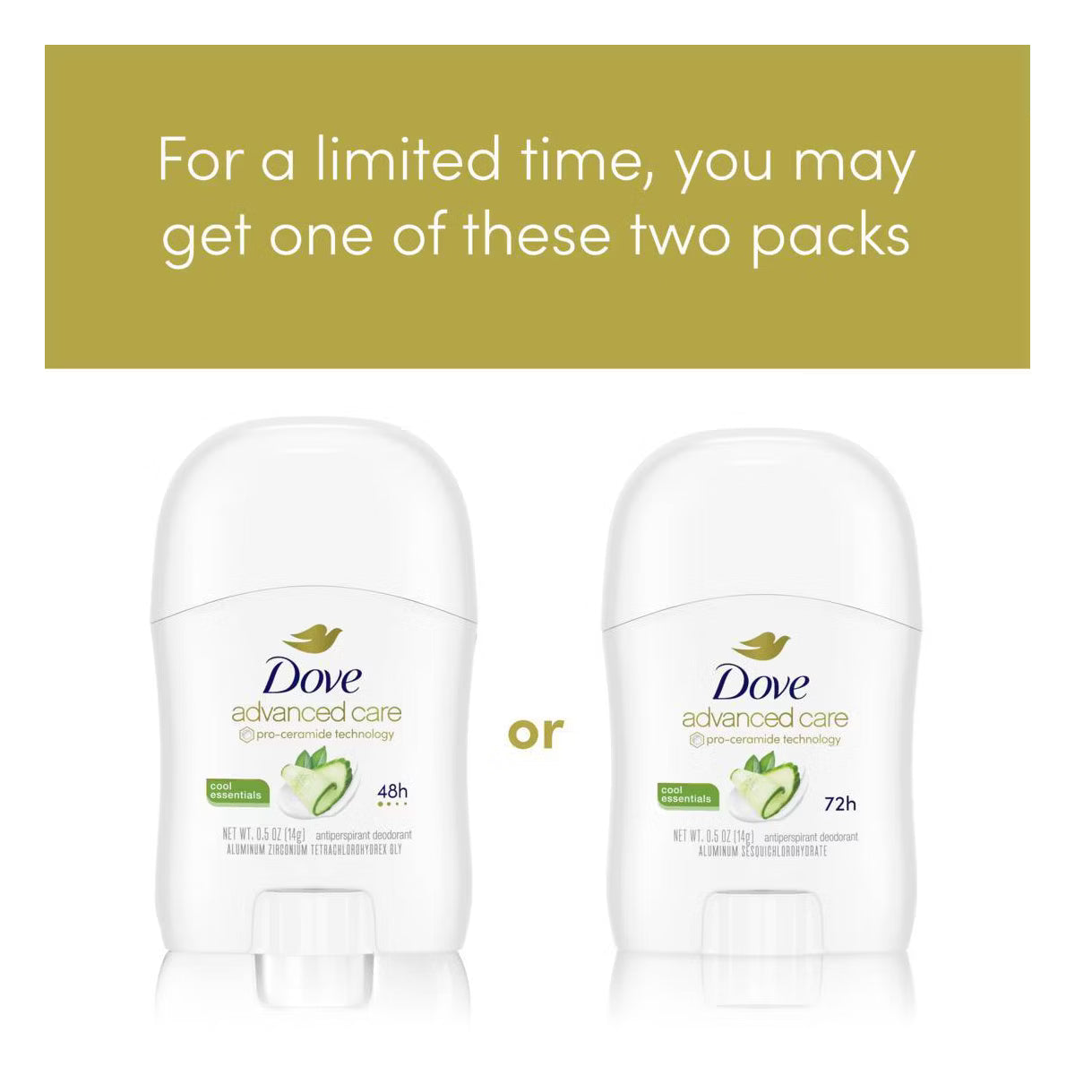 Dove Beauty Advanced Care 72-Hour Cool Essentials Mini Antiperspirant & Deodorant Stick - Travel Size - 0.5oz