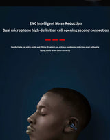 LED Power Display Ear Clip Sports Earphones - ENC Noise Reduction, IPX7 Waterproof, Low Latency