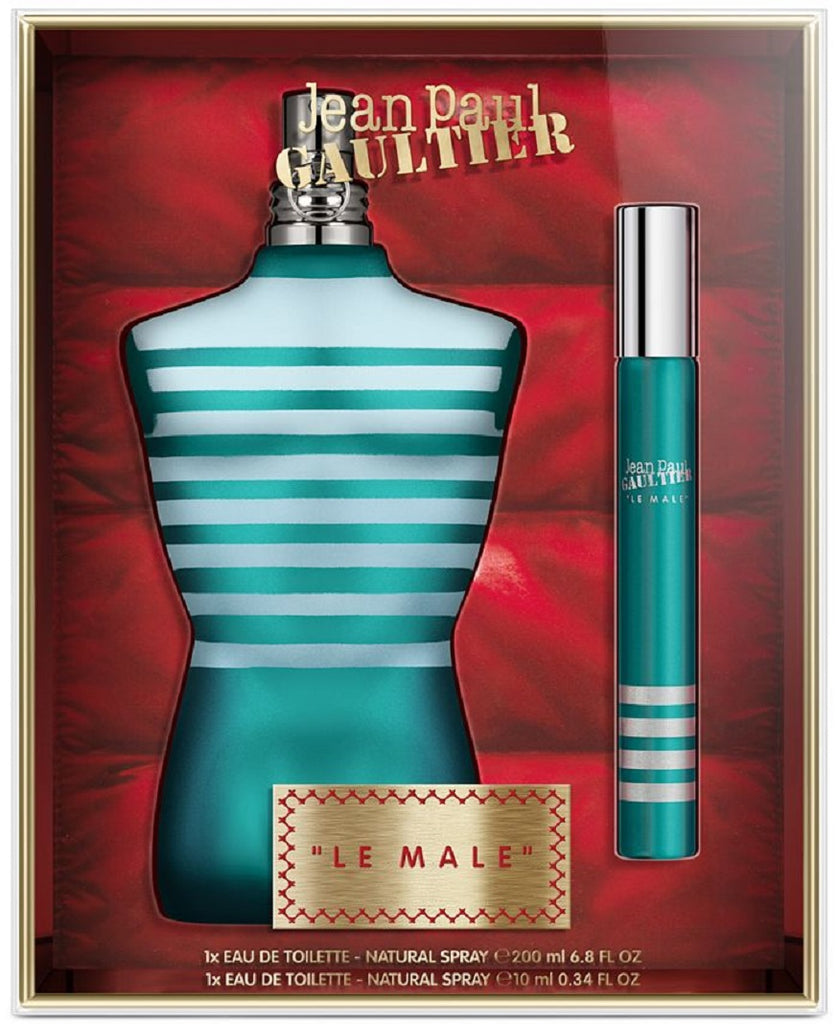 JEAN PAUL GAULTIER LE MALE 2 PCS SET FOR MEN: 6.8 EAU DE TOILETTE SPRAY + 0.34 EAU DE TOILETTE SPRAY.