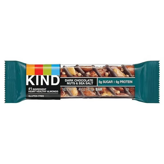 KIND Bar, Dark Chocolate Nuts & Sea Salt, Healthy Gluten-Free Snacks, 1.4 oz Bar