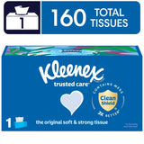 Kleenex Trusted Care 2-Ply Facial Tissues, 1 Flat Box, 160 Tissues per Box - Soft, Strong, & Absorbent