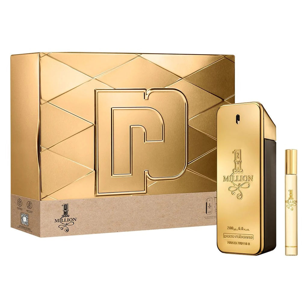 PACO RABANNE ONE MILLION 2 PCS SET FOR MEN: 6.8 EAU DE TOILETTE SPRAY + 0.34 EAU DE TOILETTE SPRAY.