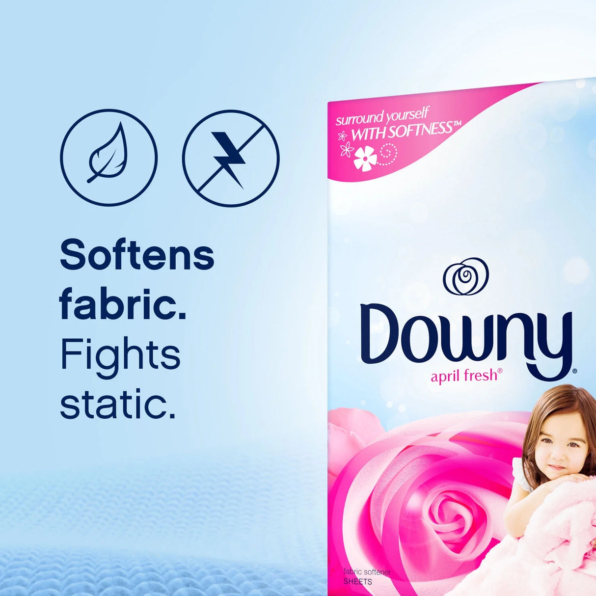 Downy April Fresh Fabric Softener Dryer Sheets, 34 Count Box - Reduces Static & Adds Long-Lasting Scent