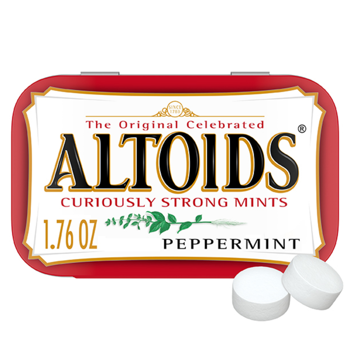 Altoids Curiously Strong Peppermint Mints, Classic Pocket-Sized 1.76 oz Tin, Intense Freshness