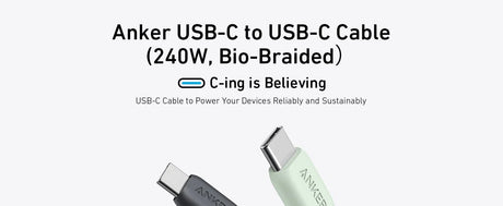 Anker USB-C Fast Charging Cable, 6ft Reinforced Braided Nylon (Supports up to 240W Power Delivery)