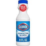 Clorox Concentrated Regular Disinfecting Bleach, 11 fl oz Bottle - Cleans, Whitens, and Kills 99.9% of Germs