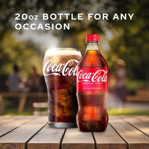Coca-Cola Original Taste Soda Soft Drink, 20 Fl Oz Bottle, Classic Refreshment