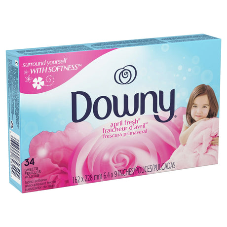 Downy April Fresh Fabric Softener Dryer Sheets, 34 Count Box - Reduces Static & Adds Long-Lasting Scent