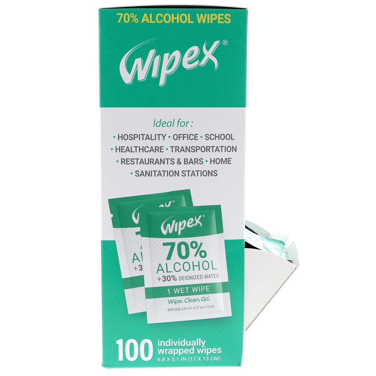 Wipex 70% Isopropyl Alcohol (IPA) All-Purpose Cleaner Wipes, Individually Wrapped Single Sachets - Travel/On-the-Go Use