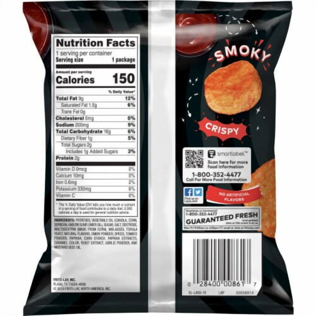 Lay’s Barbecue Flavored Potato Chips, Small Single-Serve Bag, 1 oz