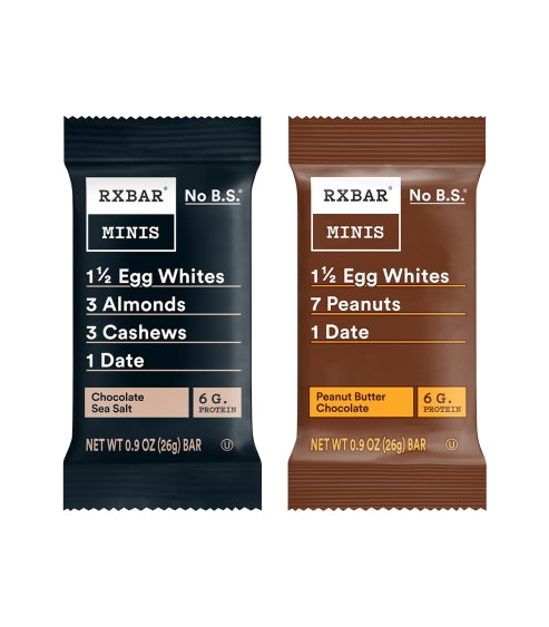 RXBAR Protein Bar (Chocolate Sea Salt or Peanut Butter Flavors), 1.83 oz Bars - 12g Protein, No B.S. Ingredients