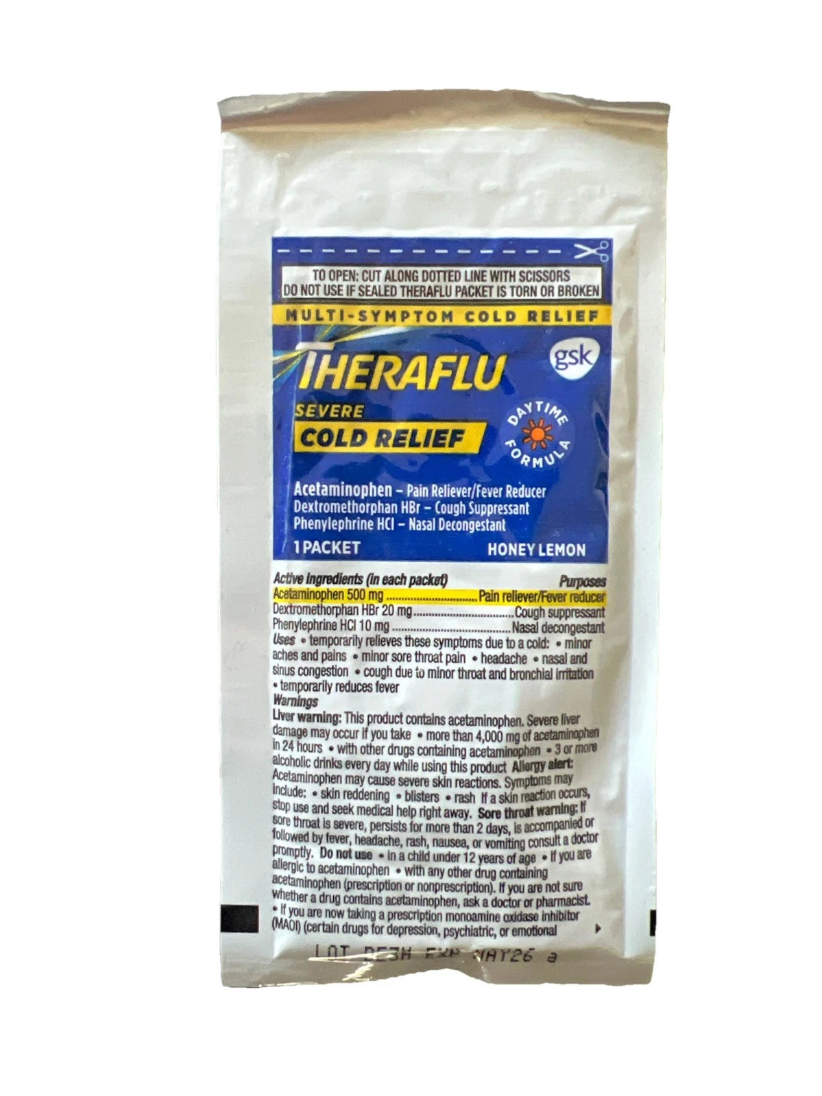 Theraflu Multi-Symptom Severe Cold & Cough Hot Liquid Powder, Lemon Flavor (Single Packet or Multi-Pack Box)