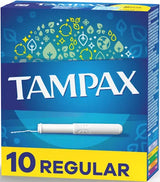 Tampax Tampons, 10 Count Small Pack (Regular Absorbency, Unscented) - Trusted LeakGuard Protection